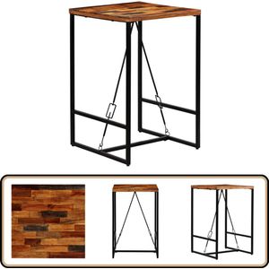 vidaXL Bartafel - 70x70x106 cm - Massief gerecycled hout Bartafel - Industrieel Design - Houten Bartafel - Bruine Bartafel - Vintage Meubilair