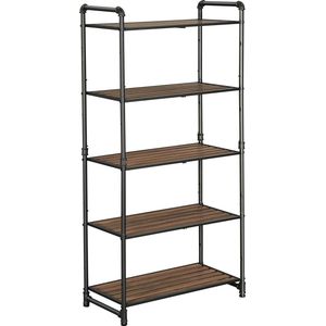 Nancy's Vintage Stellingkast - Wandkast - Keukenrek - Badkamerrek - Boekenrek - 5 Planken - Industrieel - Stellingkasten - 63,8 x 30,5 x 129,5 cm