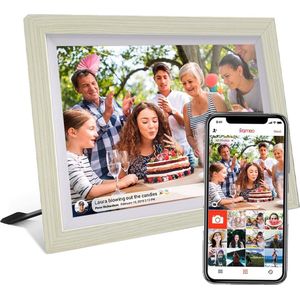 Digitale fotolijst met WiFi en Frameo App - 10.1 inch HD+ IPS Display - Fotokader met Touchscreen - 32GB - Gebroken Wit - Frameo digitale fotolijst - digitale fotokader - digitaal fotolijstje