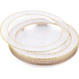 20 transparante plastic borden met gouden rand voor bruiloften, doopfeesten, verjaardagen, trouwen en feesten, 26 cm, herbruikbaar en stabiel