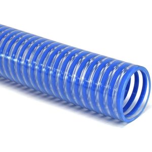 Azur zuigslang voor waterpomp 38mm / 1 1/2'' inch, blauw transparant, 10 meter lengte (Retour niet mogelijk)