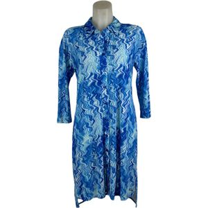Angelle Milan – Travelkleding voor dames – Blauwe Wavy Jurk – Ademend – Kreukherstellend – Duurzame jurk - In 5 maten - Maat XXL