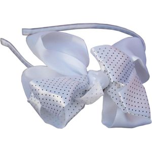 Jessidress Haar diadeem met grote strikje van stippen patroon - Wit