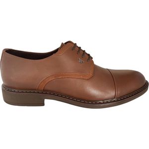 Veterschoenen- Heren Nette Schoenen- Casual Schoenen 2210- Leer- Cognac- Maat 44