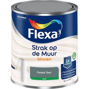Flexa - Strak op de Muur Binnen Muurverf Mat - Faded Teal - Kleur van het jaar 2025 - Mengverf - 1 Liter