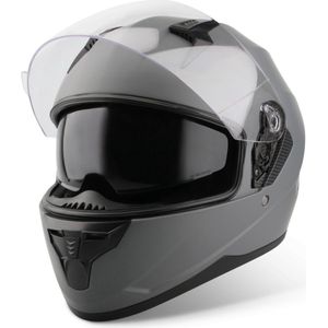 VINZ Kennet Integraalhelm met Zonnevizier | Scooterhelm & Motorhelm & Brommerhelm | Voor Heren & Dames | ECE 22.06 goedgekeurd | Lichtgewicht 1500 gram | Inclusief Opbergzak | Titanium - S