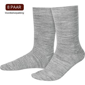 Sukats 8 Paar Merino Wollen Sokken - Maat 43-46 - Grijs - Unisex