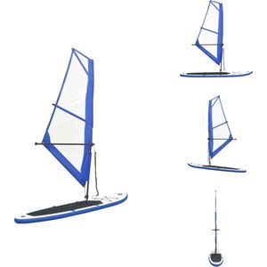vidaXL Stand Up Paddleboard - Opblaasbaar - 330 x 72 x 10 cm - Hogedruk schroefventielen - Inclusief zeil - Blauw en wit - PVC - EVA - aluminium en stof (100% polyester) - Draagvermogen- 100 kg - SUP board