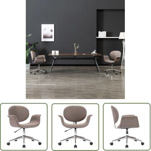 The Living Store Kantoorstoel draaibaar stof taupe - Kantoorstoel - Bureaustool - Draaibare Stoel - Ergonomische Stoel - Taupe
