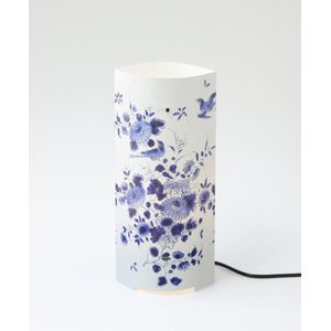 Packlamp - Tafellamp normaal - Schaal met vogels en bloemen - Delfts blauw - 30 cm hoog - ø12cm - Inclusief Led lamp