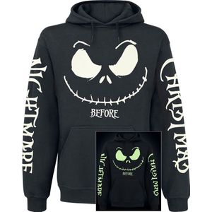 The Nightmare Before Christmas Jack Face - Glow in the Dark Heren Trui met capuchon - zwart - S
