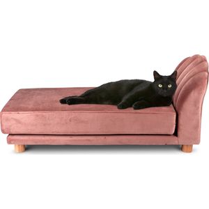 maxxpro Katten- en Hondenbank - Roze - Verhoogd met Houten Poten - Fluweel Materiaal - 90 x 44 x 34 CM - Huisdieren tot 80 KG