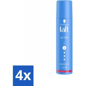 4 x Taft - Ultra 4 - Haarspray Mini - Sterke hold voor onderweg - 75 ml - Haarspray - Taft Ultra - Sterke Fixatie - Mini - Onderweg