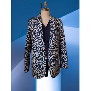 Dames blazer print blauw One size