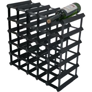 Vinata Marano wijnrek - zwart - 30 flessen - wijnrekken - flessenrek - wijnrek hout metaal - wijnrek staand - wijn rek - wijnrek stapelbaar - wijnfleshouder - flessen rek