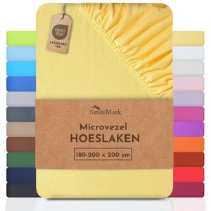 NatureMark - Microvezel Hoeslaken - Geel - 120x200 cm - Geschikt voor Matrassen tot 25 cm Hoogte