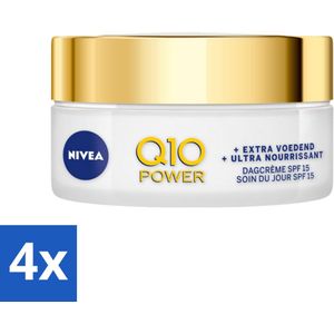 NIVEA - Q10 Power Dagcrème Extra Voedend - Anti-Rimpel Crème - SPF 15 - Biologische Arganolie - Droge huid - 50 ml - Voordeelverpakking - 4 stuks