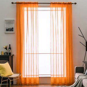 Unyqoos® Transparante Voile Gordijnen voor Woonkamer en Slaapkamer - Set van 2 - 215 x 140 cm - Oranje
