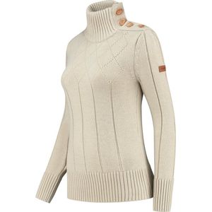 Travelin' Jumper Mora - Dames trui winter - Mock neck - Ecru - Maat M