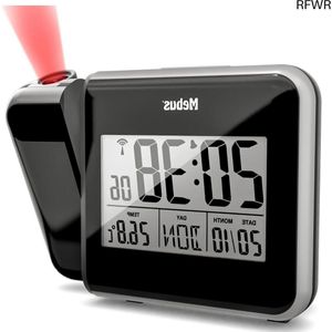 RFWR® Digitale wekkerradio met tijdprojectie en thermometer - Zwart