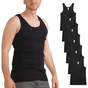 Set van 6 Katoenen Heren Onderhemden - Zwart en Wit, Comfortabel en Duurzaam