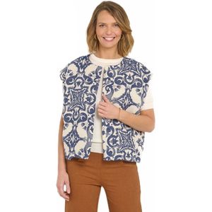 Mouwloos jacquard jasje met ronde hals