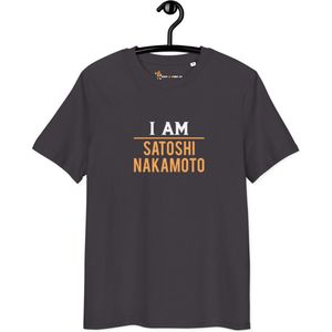 I AM Satoshi Nakamoto - Unisex - 100% Biologisch Katoen - Kleur Antraciet - Maat S | Bitcoin cadeau| Crypto cadeau| Bitcoin T-shirt| Crypto T-shirt| Crypto Shirt| Bitcoin Shirt| Bitcoin Merch| Crypto Merch| Bitcoin Kleding