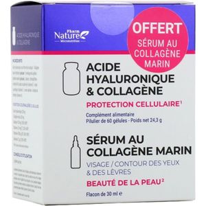 Pharm Nature Duo Hyaluronzuur & Collageen 60 Capsules + Marine Collageen Serum 30 ml Gratis