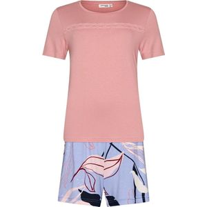 Pastunette Premium Shortama Artistic Floral - EcoVero Viscose - Roze/Blauw - Maat 38