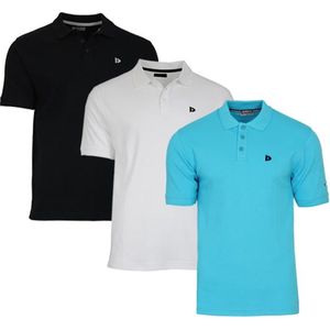 3-Pack Donnay - Polo (Noah) - Sportpolo - Heren - Black/White/Turquoise (677) - maat M