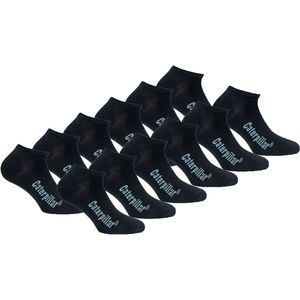 Caterpillar 12 Paar Herensokken Sneaker - Enkelhoogte - Katoen Zwart, 35-38