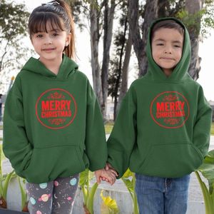 Kerst Hoodie Groen Kind - Merry Christmas Premium (7-8 jaar - MAAT 122/128) - Kerstkleding voor jongens & meisjes