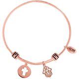 CO88 Collection Celestial 8CB 25009 Stalen Armband met Hangers - Kruis en Hand van Fatima - One-size - Rosékleurig