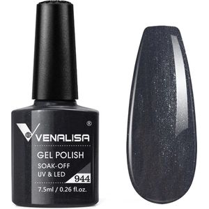 Venalisa UV Gellak Metallic Zwart - 7.5 ml - Zwarte Gellak - Gellac Zwart - Gellak Metallic - Gellak Zwart Glitter - Gellak Kleuren - Venalisa Gellak - Gellak Nagellak