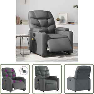 vidaXL Massagestoel - Elektrische Massagestoel - Massagestoel verstelbaar elektrisch kunstleer grijs - Relaxstoel - Loungestoel - Ergonomische Stoel