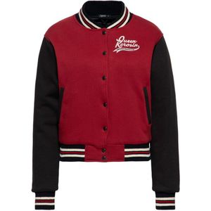 Queen Kerosin Bakersfield Highschool Varsity Jacket Dames Tussenseizoensjas - zwart/rood - XS