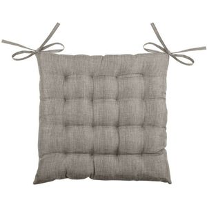 Stof Textile stoelkussen BEA - beige - 40 x 40 x 4 cm - touwtjes sluiting - binnen/buiten - zitkussens plat