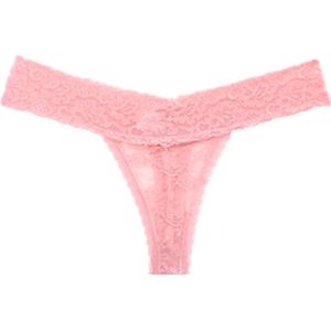 Dunne String met Kant - Doorzichtig - Roze - Sexy, Licht en Comfortabel - Dames Lingerie / Ondergoed - Maat L