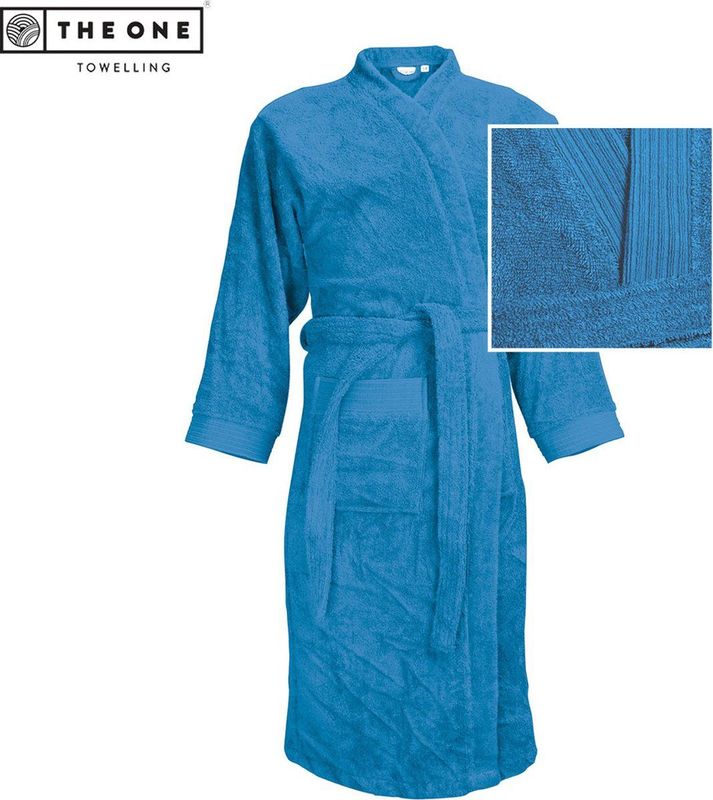 The One Towelling Badjas - Zachte kamerjas - Vocht absorberend - 100% Gekamd badstofkatoen - L/XL - Aqua Azure