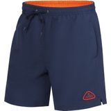 Ladeheid LA-ZA-SWS-Long Heren Zwembroek - Zwemshorts - met zijzakken en achterzak - sneldrogend - met binnenslip van mesh - Koordsluiting - Polyester - Marineblauw/Oranje - M
