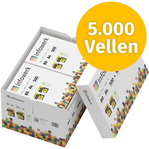 Infowerk Printerpapier kopieerpapier 5000 vellen 10 x 500 A4 80g premium wit PEFC-gecertificeerd