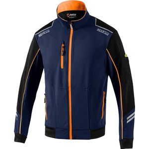 Sparco TECH LIGHT Softshell - Multifunctionele outdoorjas heren - Marineblauw/Oranje - Maat XXL