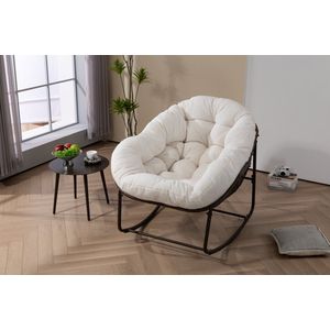 Sweiko Tuinschommelstoel - Rotan - Gestoffeerd - Buiten Schommelstoel - Beige