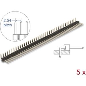 Pin header 40 pin, steek 2,54 mm, 1-rij, schuine schuine, 5 stuks