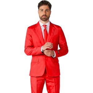 Suitmeister Red - Heren Pak - Casual Effen Gekleurd - Rood - Kerst - Maat S