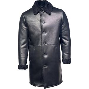 Lammy coat lang heren zwart echt lamsvacht -Zuidpool - 44/XS