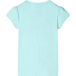 Kindershirt 104 lichtzeeblauw met giraf print