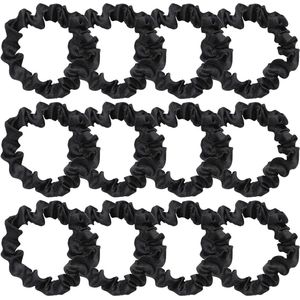 12 stuks zwarte satijnen scrunchies - zijden scrunchies haarbanden paardenstaarthouders voor vrouwen meisjes (65 cm)