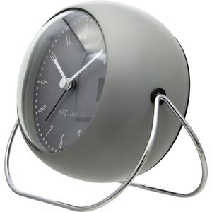 Tafelwekker 14x12x8cm - Stil - Grijs - Metaal - NeXtime 'Bubble Alarm Clock'