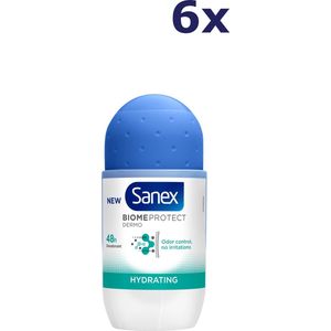 6x Sanex Deo roll-on - 50ml - biomeprotect dermo hydrating